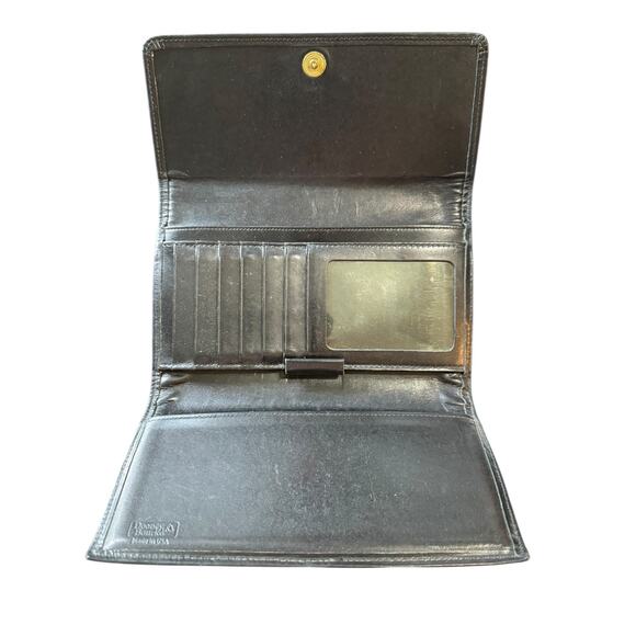 Dooney & Bourke Vintage Pebbled Black Leather Tri Fold Wallet & Check Book - Picture 7 of 9